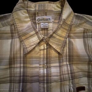 Carhartt Men's Plaid Short‎ Sleeve Pearl Snap up BrushPopper Shirt Casual  XL